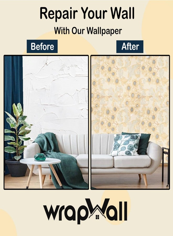 WrapWall 3D New Wallpaper PE Foam self Adhesive Design Wall Stickers/DIY Wallpaper for Home Hotel Living Room Bedroom Cafe Decor || Size 70 * 70 cm (Flower-Cream-4, 1) - Image 5